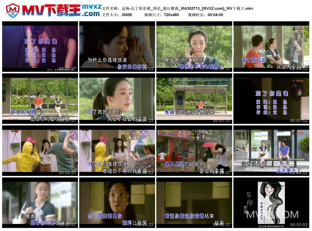 孟杨-忘了你是谁_国语_流行歌曲_MA302713